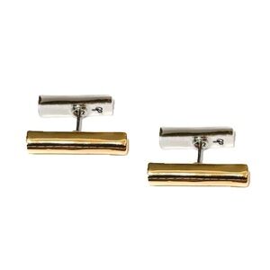 NEW - Sam Edelman Two-Tone Bar Stud Earrings | Gold & Silver Minimalist Jewelry
